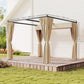 10' x 10' Retractable Pergola Canopy with Sidewalls, Metal Outdoor Gazebo Sun Shade Shelter, Beige