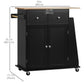 Rolling Kitchen Cart with Spice Rack - Black