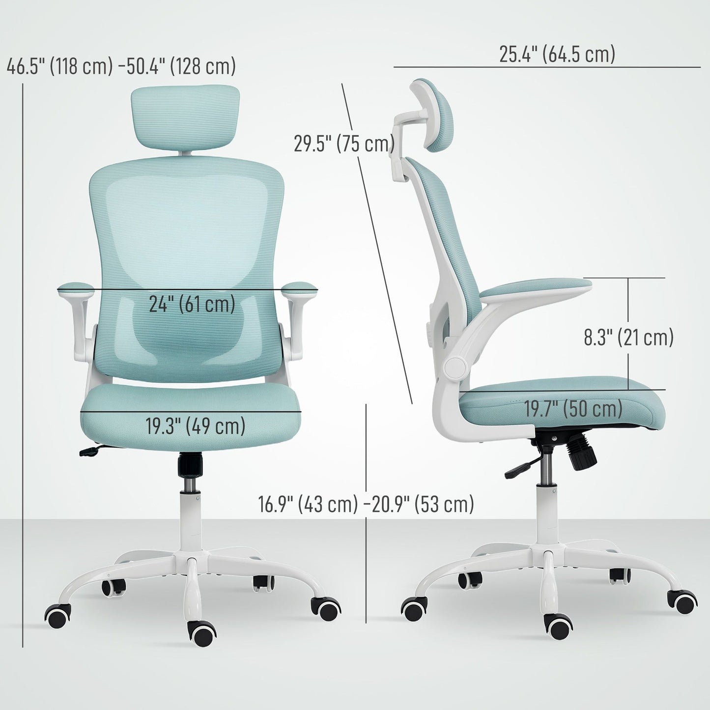 Ergonomic Mesh Office Chair with Lumbar Support - Light Green