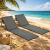 Set of 2 Foldable Lounge Chairs with Carry Strap, Adjustable Backrest, Grey