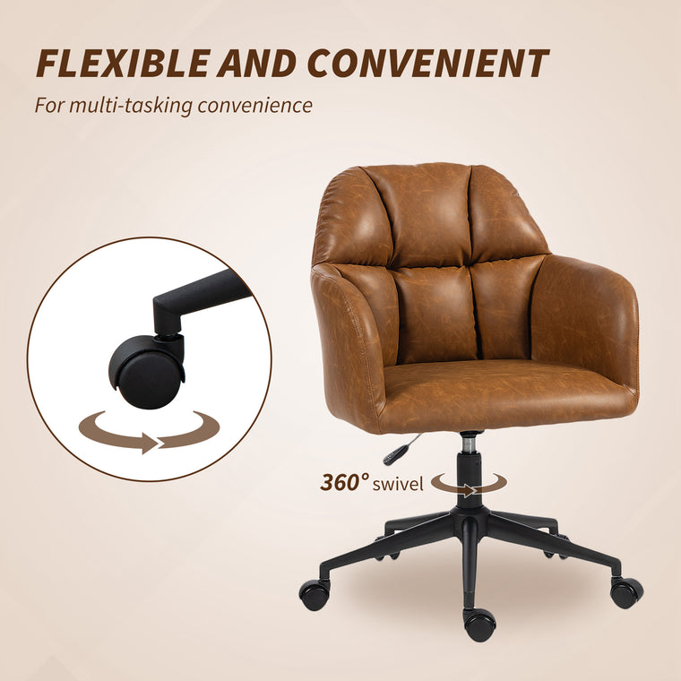Faux Leather Swivel Office Chair with Adjustable Height