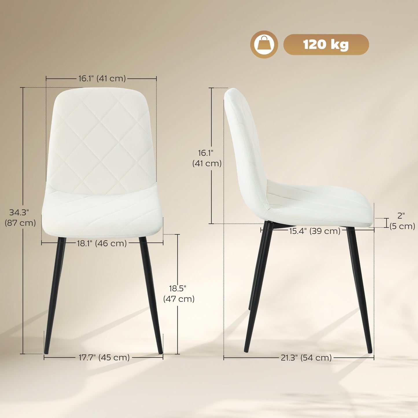 Upholstered Dining Chairs Set of 4 - Cream