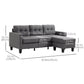 L-Shaped Sectional Sofa with Ottoman - Dark Grey