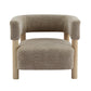 Cozy Accent Armchair with Spring Bag Seat Cushion, Single Lounge Sofa for Bedroom, 30.5" L x 29.5" W x 27" H, Light Camel+Natural Wood