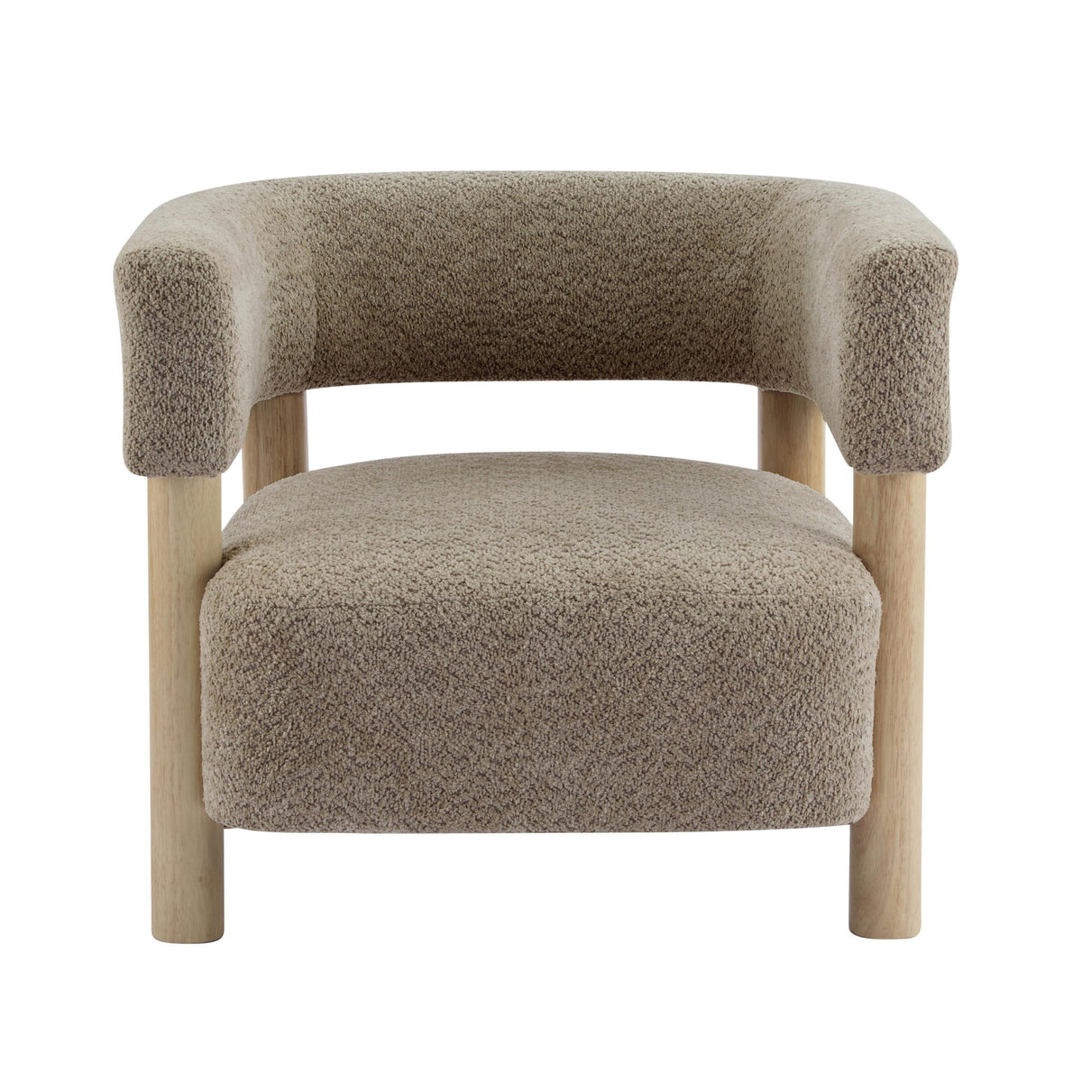 Cozy Accent Armchair with Spring Bag Seat Cushion, Single Lounge Sofa for Bedroom, 30.5" L x 29.5" W x 27" H, Light Camel+Natural Wood