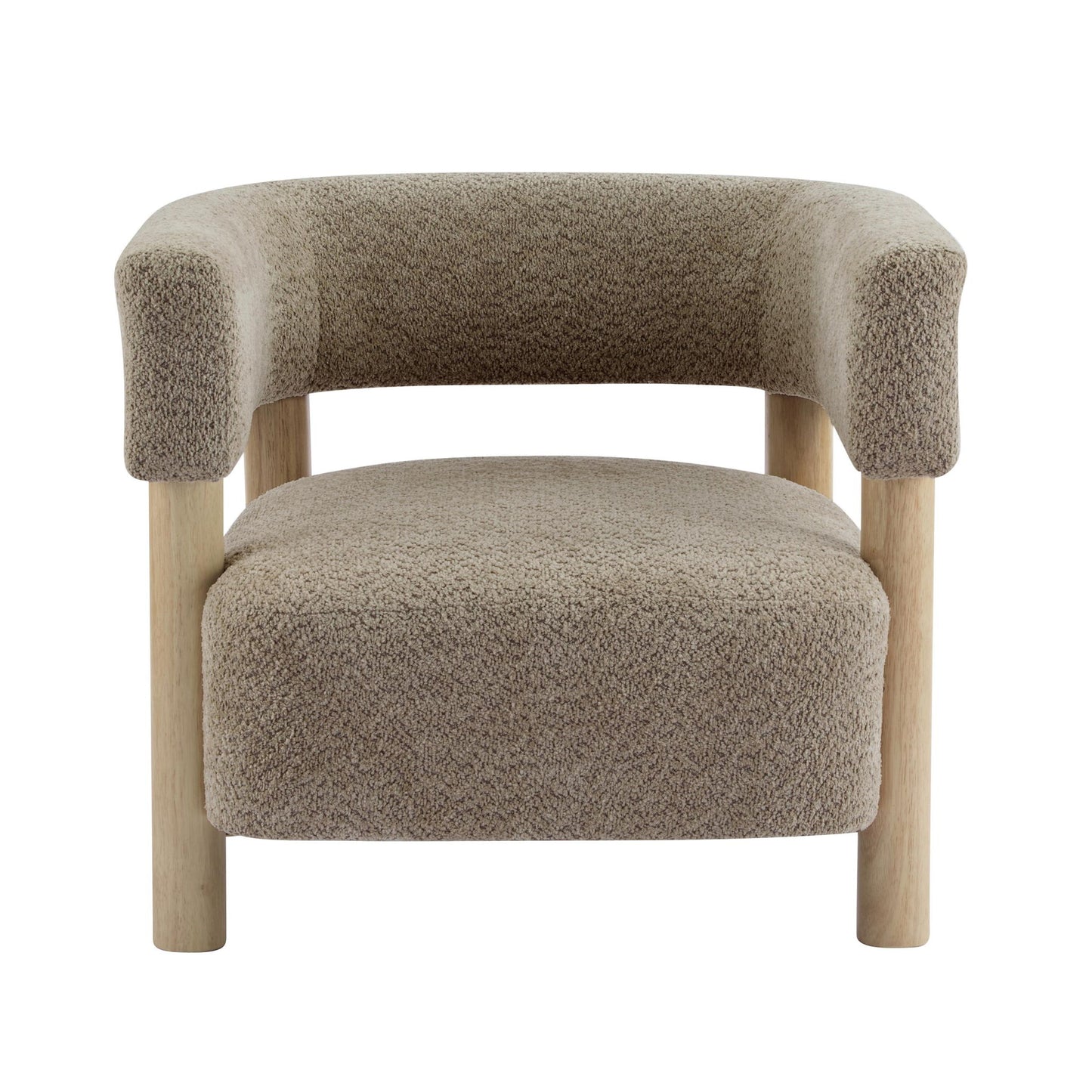 Cozy Accent Armchair with Spring Bag Seat Cushion, Single Lounge Sofa for Bedroom, 30.5" L x 29.5" W x 27" H, Light Camel+Natural Wood