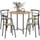 5-Piece Round Dining Set for 4 with Metal Frame - Natural