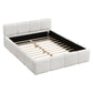 Queen Size Platform Bed with Padded Headboard, Embedded Mattress Retainer, Solid Bedboard with Wood Frame, 88.5'' L x 67'' W x 11.5'' H, White