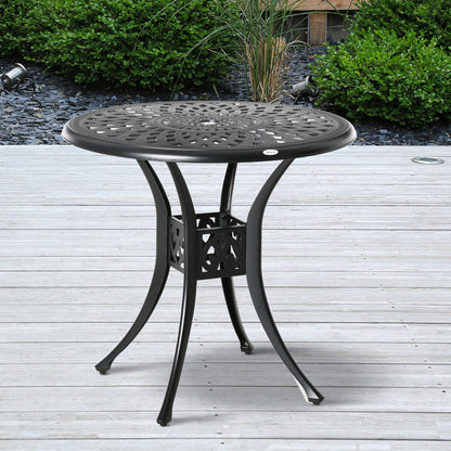 30" Round Cast Aluminum Bistro Table with Umbrella Hole