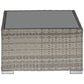 Rattan Garden Coffee Table, 25.6" Square Garden Rattan Table with Tempered Glass Top, Grey
