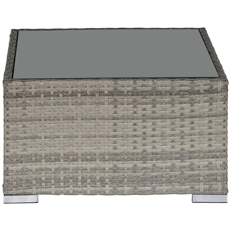 25.6" Square Rattan Coffee Table with Tempered Glass Top