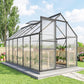 6' x 12' x 6.5' Polycarbonate Greenhouse, Walk-in Green House with Adjustable Roof Vent Galvanized Base Sliding Door Rain Gutter for Outdoor Garden Backyard, Charcoal Grey