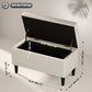 Tufted Linen Storage Ottoman Bench - Beige