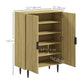 Entryway Shoe Cabinet with 5-Tier Shelving and Adjustable Shelves, 15 Pair Shoe Storage Organizer for Hallway, Oak
