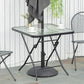 30" Square Outdoor Dining Table, Foldable Patio Table with Umbrella Hole, Water-Grain Glass Top Coffee Table for Balcony, Poolside, Black