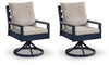 East Beach - Swivel Chair With Cushion (Set of 2) - Blue