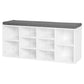 Upholstered Shoe Storage Bench with Adjustable Shelves - White