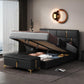 Queen Size Bedroom Set with Storage Ottoman, Upholstered Fabric, Hydraulic Platform Bed for Living Room, 85" L x 64.5" W x 41" H, Black