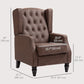 Faux Leather Accent Armchair with Thick Padding - Brown