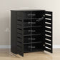 Shoe Storage Cabinet, Shoe Cabinet with 2 Slatted Doors for 15 Pairs of Shoes, Black
