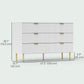 Modern Chest of Drawers 6 Drawer Dresser for Bedroom with Gold Legs and Handles, White
