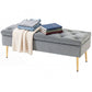 Velvet Tufted Bedroom Bench with Gold Legs - Grey