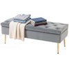 Velvet Tufted Bedroom Bench with Gold Legs - Grey
