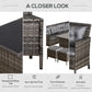 6pcs Outdoor Rattan Sofa Set Garden Wicker Sectional Couch Furniture Set with Dining Table and Chair Dark Grey