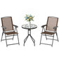 Folding Outdoor Bistro Set, Patio Table and Chairs with Reclining Backrest and Round Dining Table, Brown