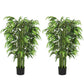 4.6FT Artificial Bamboo Tree Set of 2, Decorative Faux Plant in Nursery Pot, Faux Tree for Home Indoor Decor