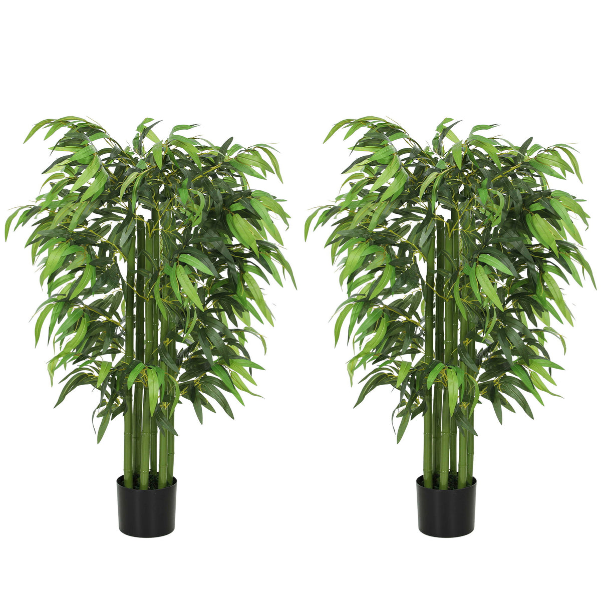 4.6FT Artificial Bamboo Tree Set of 2, Decorative Faux Plant in Nursery Pot, Faux Tree for Home Indoor Decor