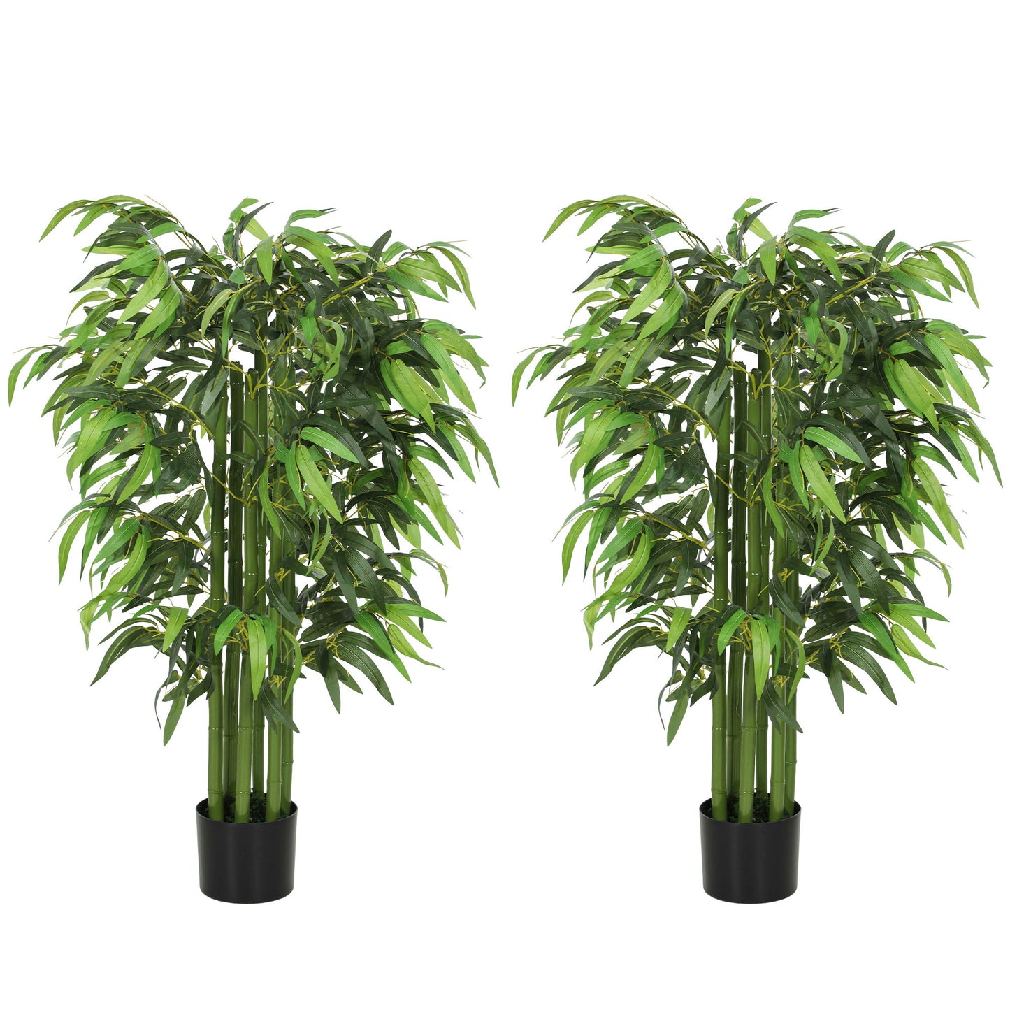 4.6FT Artificial Bamboo Tree Set of 2, Decorative Faux Plant in Nursery Pot, Faux Tree for Home Indoor Decor