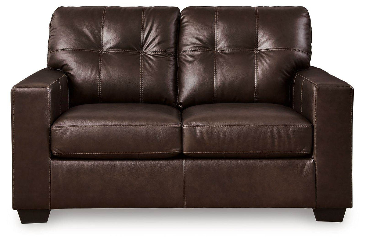 Santorine - Dark Brown - Loveseat - Leather Match - Forward Furniture