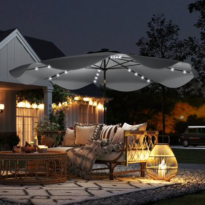 10' x 10' Dark Grey Solar Umbrella with LED & Tilt