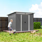 9' x 6.5' Outdoor Metal Garden Shed Utility Tool Storage Steel Backyard Storage House, Light Grey