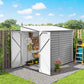 4.6' x 9' Steel Outdoor Storage Shed, Lean to Shed, Metal Tool House with Foundation Kit, Lockable Doors, Gloves and 2 Air Vents for Backyard, Patio, Lawn, White