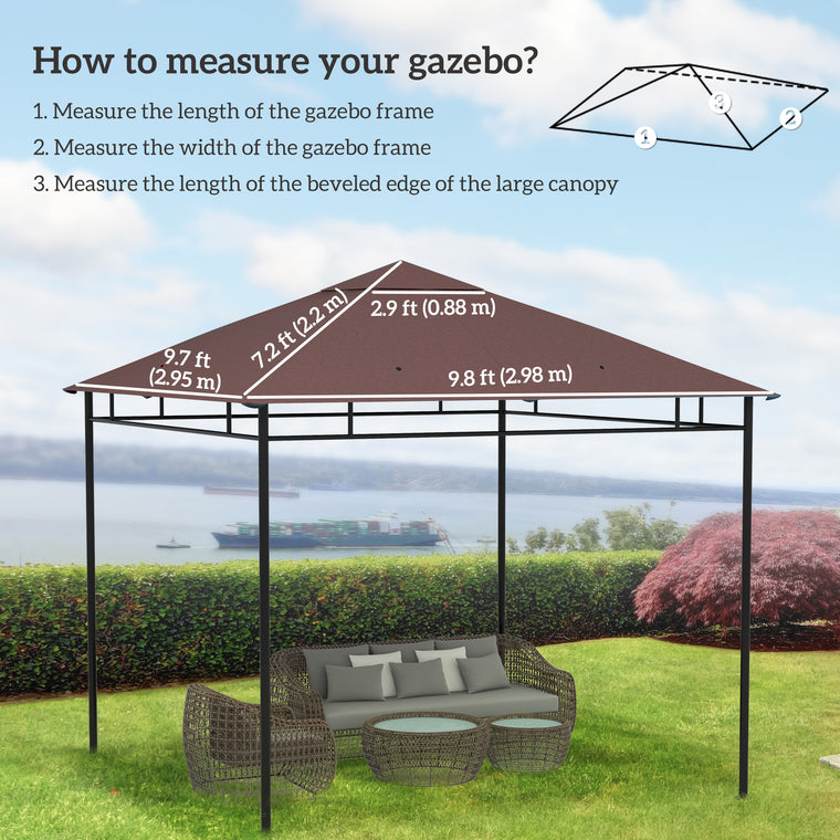 10' x 10' Coffee Square Gazebo Replacement Canopy Cover