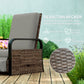 Wicker Outdoor Recliner Chair, Reclining Lounge Chair with Adjustable Backrest, Footrest and Side Tray, Light Grey