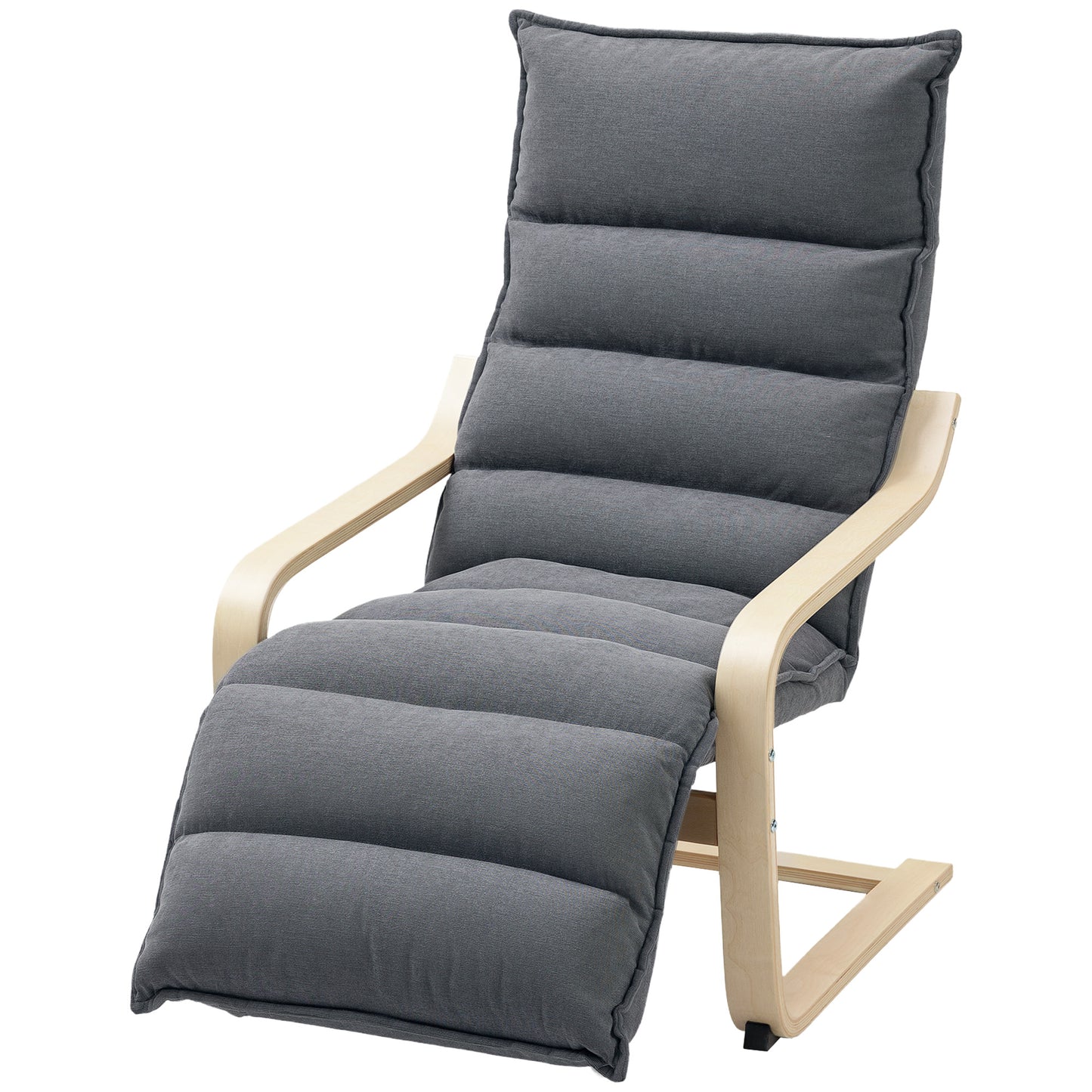 Accent Chair, Velvet Upholstered Living Room Chair with Footrest, Wood Frame, Dark Grey