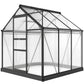 Greenhouse Garden, Green House, Outdoor Greenhouse Kit, PC Board with Sliding Door, 6.2' x 6.3' x 6.6', Grey