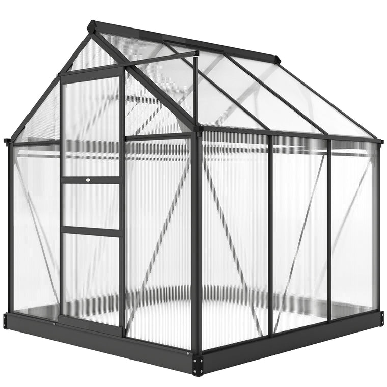 6.2' x 6.3' x 6.6' Grey PC Board Greenhouse with Sliding Door