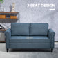 Vintage Loveseat, Upholstered Love Seat Furniture, Fabric 2 Seater Sofa with Rolled Arms, Rubber Wood Legs, Dark Blue