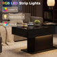 LED Coffee Table with Storage, High Gloss Modern Center Table with 2 Drawers and Remote Control for Living Room, Black
