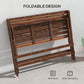 2-Seater Wooden Outdoor Bench, Foldable Garden Bench with Slatted Backrest and Seat, Patio Loveseat, Carbonised Finish