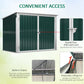 6x3 ft Garbage Can Shed, Horizontal Garbage Can Organizer with Double Door and Lid Rubbish Cover, for 2 Trash Cans, Green