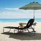 Folding Outdoor Lounge Chair, Portable Reclining Beach Lounger with Face Hole, Detachable Pillow, 4-Position Adjustable Backrest, For Patio, Garden, Poolside, Black