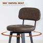 Bar Stools Set of 2, Upholstered Breakfast Bar Chairs with Footrest and Backrest for Kitchen Counter, Brown