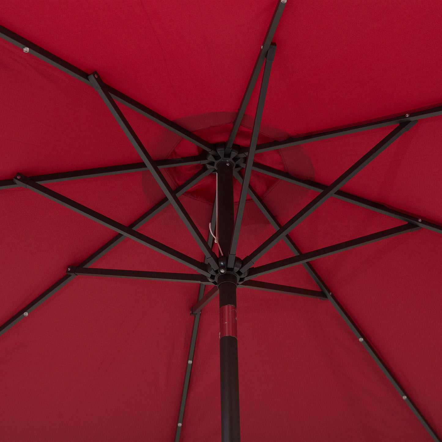 9ft Solar Patio Umbrella Outdoor Sunshade 24 LED Lights Tilt Canopy, Wine Red