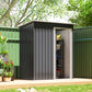 5 x 3 FT Outdoor Storage Shed with Sliding Door and Sloped Roof, Steel Frame Garden Shed Tool Equipment, Black