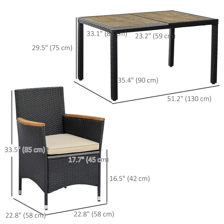 7-Piece PE Wicker Dining Set with High-Back Armchairs